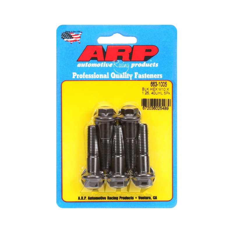 Set de șuruburi și piulițe universale ARP M10 x 1,25 – șuruburi hexagonale cu finisaj negru oxidat, x5 - ARP-663-1005 - 663-1005 - 3666618195995